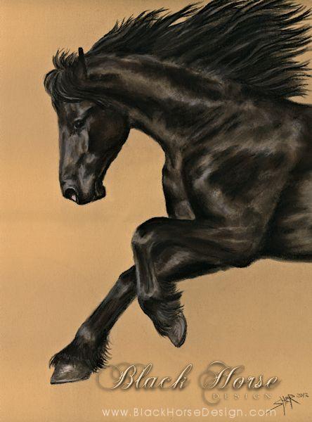 Friesian Horse Painting by Sheri Gordon