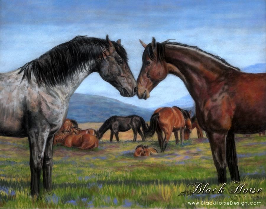 Come Together - Wild Horse Painting by Sheri Gordon