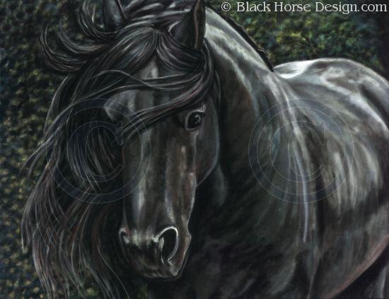 Dreamer - Friesian Horse Painting by Sheri Gordon