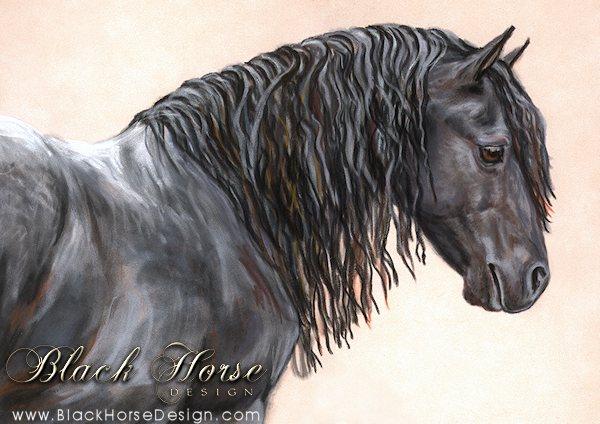 Friesian Horse Painting by Sheri Gordon