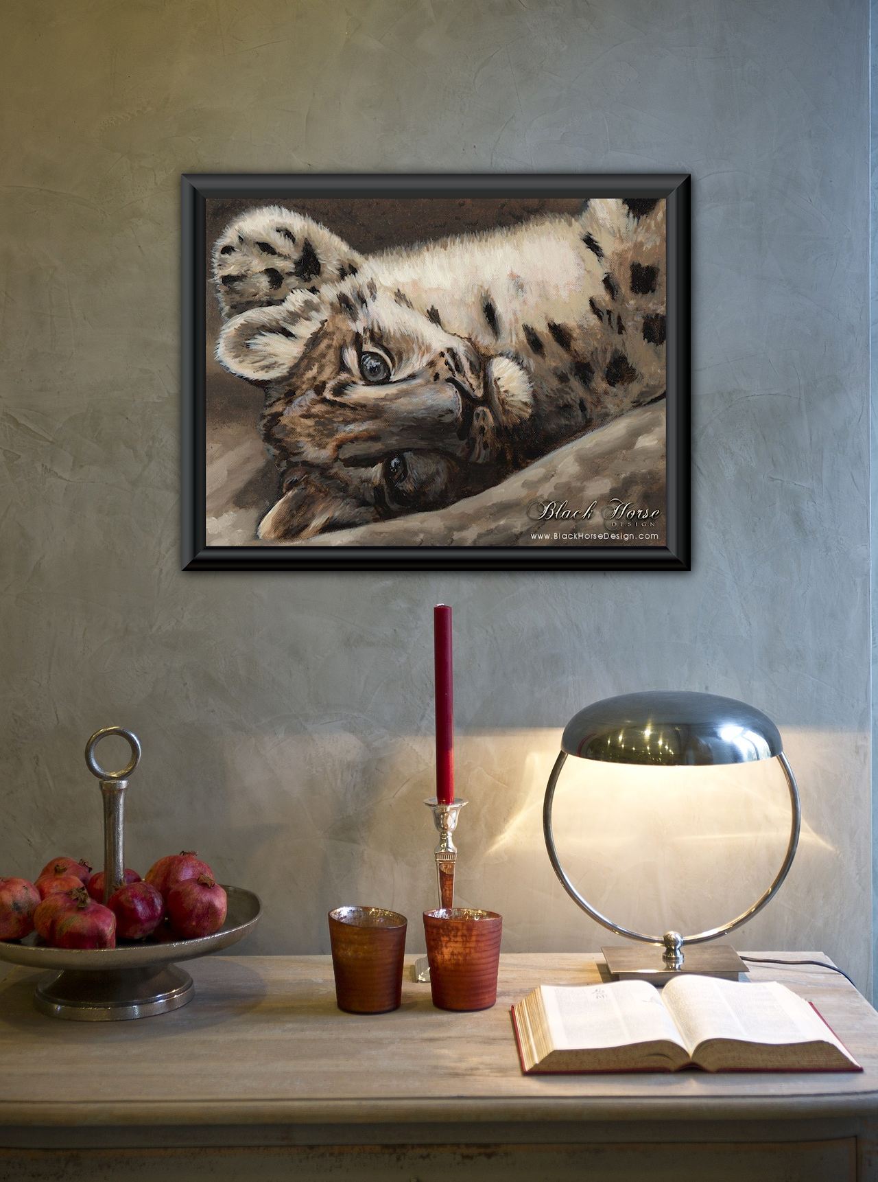 Snow Leopard Oil Painting by Sheri Gordon