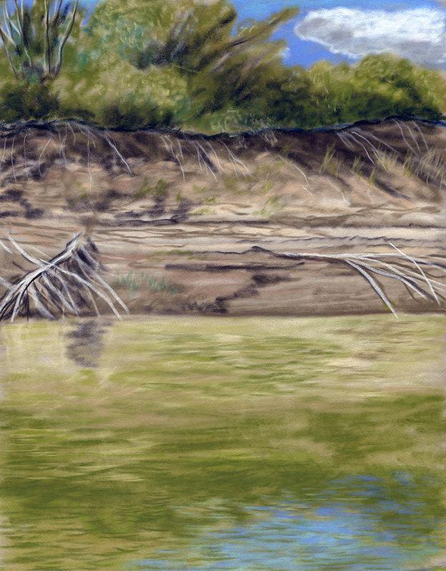 Riverbank Painting by Sheri Gordon